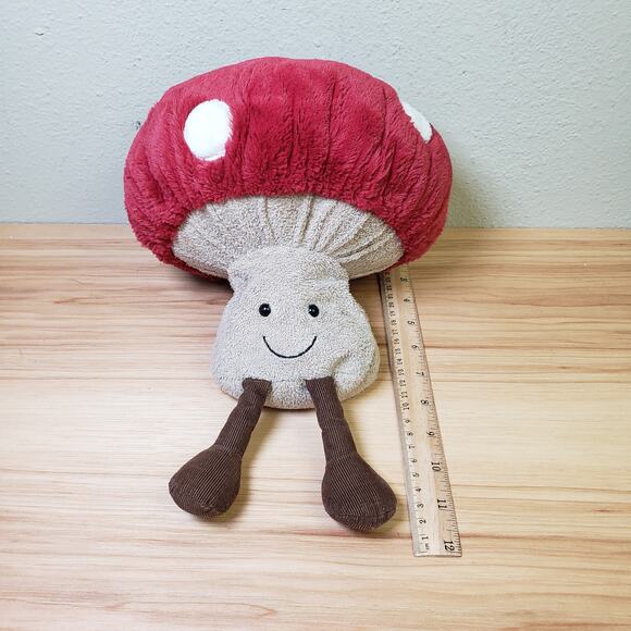 Jellycat Amuseables Mushroom Plush Red Beige Dot Toadstool Stuffy Retired Rare - Picture 2 of 7